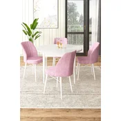 Hanah Home Set Trpezarijski sto i 4 stolice, Belo-roze