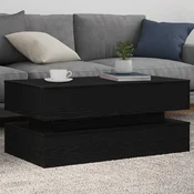 Klub stolic s LED svjetlima crni hrast 90x50x40 cm