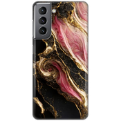 Ovitek Print za Samsung Galaxy S21 5G My Print Cover, Black Gold Pink Marble, črna in roza