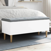 vidaXL Klop za shranjevanje bela 102x42x46 cm inženirski les
