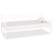 Vidaxl Posteljni okvir za dnevno posteljo bel kovinski 90x200 cm