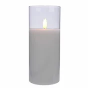 shumee LED sveča v steklu, dekorativna, bela, 17,5 cm