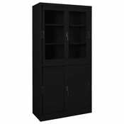 vidaXL Pisarniška omara z drsnimi vrati črna 90x40x180 cm jeklo