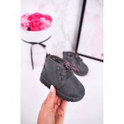 Girls Lace-up Snow Boots with Fur Grey Hunter