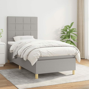 Greatstore Box spring postelja z vzmetnico svetlo siv 100x200 cm blago