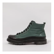 Art unisex. 1189511UN003_001 Temno zeleni usnjeni gležnjarji (40), Ravna stran, 1 do 3 cm, Čipke, Priložnostno, Zelena