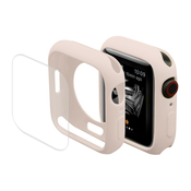 Full body TPU gel ovitek z zaščitnim steklom za Apple Watch Series 7 45mm - roza