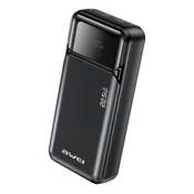 AWEI PA-92 hitna power banka s USB i 2 x Type-C priključka, 20.000 mAh, LED zaslon, crna