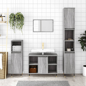 Greatstore Kopalniško pohištvo 3 kosi siva sonoma inženirski les