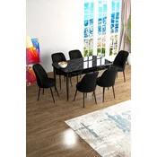 Hanah Home Set Trpezarijski sto i 6 stolica Han, Crni