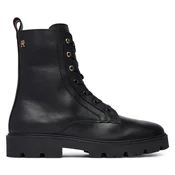 Gležnjarji Tommy Hilfiger TH Stud Leather Lace-Up Boot FW0FW09571 Črna