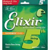 Elixir 15432 Electric Bass String NANOWEB Medium B / .130