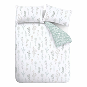 Bijela/zelena pamucna posteljina za bracni krevet 200x200 cm Wild Flowers – Bianca