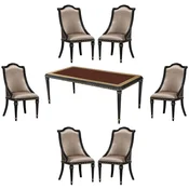 Casa Padrino luxury baroque dining room set silver/brown/black/gold - 1 Baroque Dining Table & 6 Baroque Dining Chairs - Luxury dining room furniture in baroque style - Baroque furniture