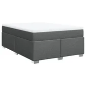 Vidaxl Box spring posteljni z vzmetnico temno siv 140x190 cm blago