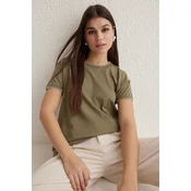 Trendyol Milla Ženska majica TWOSS19AD0085, Kaki