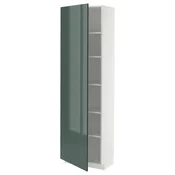 METOD Visoki element s policama, bela/Kallarp tamna sivozelena visokog sjaja, 60x37x200 cm