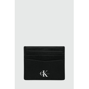 Usnjen etui za kartice Calvin Klein Jeans črna barva