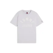 Tommy Jeans Majica pegasto siva/bela