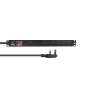 shumee Podaljšek Lanview UK, 19 montaža v rack, 1U, 13A, 6 vtičnic UK, 3 m kabel, LVR-3MUK-SW-UK6