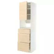 METOD / MAXIMERA Visoki element za ugradb uredaje, bijela/Askersund efekt svijetlog jasena, 60x60x220 cm