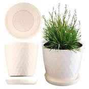 KADAX Cvetlični lonec s stojalom, okrogel, plastični, krem, premer 30 cm