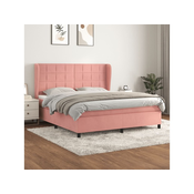 Den Box spring postelja z vzmetnico roza 160x200 cm žamet