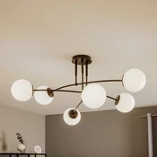 EMIBIG LIGHTING Stropna svetilka Pregos 6 v črni barvi, šestžarni - Hodnik - Sodobni - črna, bela - Kovina