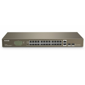 TENDA Switch za video nadzor TEF1026F LAN 24-Port 10/100M + 2 Gigabit Base-X SFP bronzani