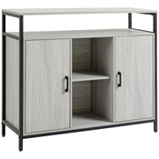 HOMCOM HOMCOM Moderna lesena kredenca z 2 omarama in policami, pohištvo za kuhinjo in predsobo, svetlo siva, 100 × 34 × 87,2 cm, (20745256)