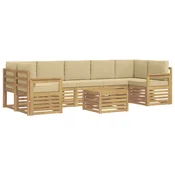 Set vanjskih sofa s jastukom 8 pcs Bijela i bež Poliester
