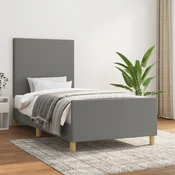 shumee vidaXL Posteljni okvir brez vzmetnice temno siv 80x200 cm oblazinjen s blagom