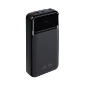 RivaCase Prenosna baterija VA2221 (Powerbank) 20.000 mAh 22,5W, črn, z LCD ekranom in 3x podatkovni kabli (Type-C, Lightning, USB-A) za vse telefone in tablice