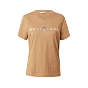 Pamucna majica Gant za žene, boja: smeda