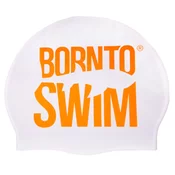 Borntoswim classic silicone swimming cap white/orange
