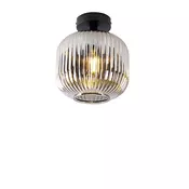 Stropna svetilka v slogu art deco črna z dimnim steklom - Karel