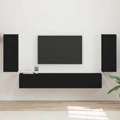 Set TV komoda 4 pcs Crna Konstruirano drvo