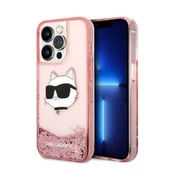 shumee Ovitek Karl Lagerfeld Liquid Glitter NFT Choupette Head – iPhone 14 Pro Max (roza)
