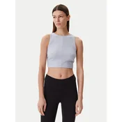 Womens Puma WARDROBE ESS Ribbed Crop Top, Blue, Size M, Clothing