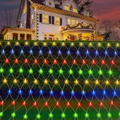 Nikcorp LED svetlobna mreža Taechalingo 2x2 m 144 LED toplo bela IP44 vodoodporna 8 načinov dekorativna zavesa za vrt balkon terasa povezovanje do 4 kompleti