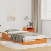 vidaXL Posteljni okvir Voščeno rjava 100 x 220 cm Masivno borovo les