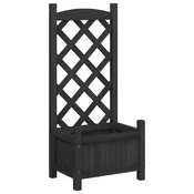 Vidaxl Cvetlični lonec z rešetko črn 40x30x90 cm masiven les jelka