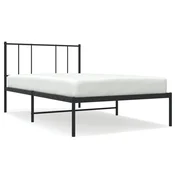 Vidaxl Kovinski posteljni okvir z vzglavjem črn 100x190 cm