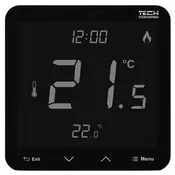 TECH-KONTROLERJI WG.11.0725 Sobni termostat R-12S žični, črn, namenjen za L-X in L-12 tirnico