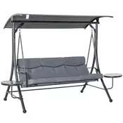 Homestar Vrtna gugalnica klop za 3 osebe 271x125x177 cm siva in črna
