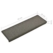 Prostirke za stepenice 15 kom 65x21x4 cm tamno sive pravokutne rubove
