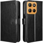 GS Preklopni ovitek za Motorola Moto G17 / G17 Power / G15 / G15 Power, denarnica Crazy Horse, črna