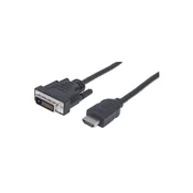 MANHATTAN Manhattan DVI / HDMI adapterski kabel DVI-D 24+1-polni vtič\, HDMI-A  vtič 3.00 m črna 372510 pozlačeni konektorji\, UL-certificirano DVI kabel, (20417630)