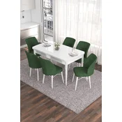 Hanah Home Set Trpezarijski sto i 6 stolica Eva, Zeleno-beli