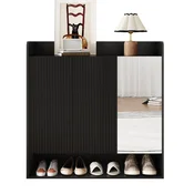 SONNENH omara za čevlje, MDF/iverna plošča, črna, 110 x 35.5 x 110 cm, za urejeno shranjevanje